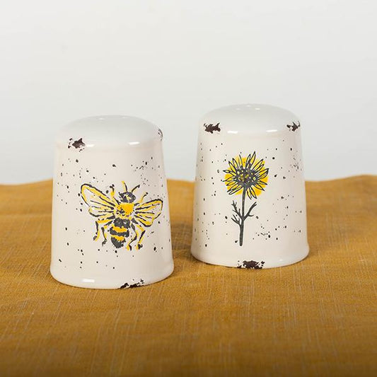 BEE & SUNFLOWER SALT AND PEPPER SHAKERS