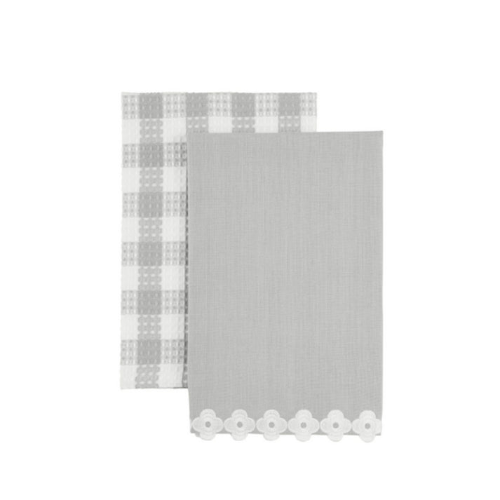 GRAY EMBROIDER EDGE TOWEL SET