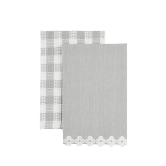 GRAY EMBROIDER EDGE TOWEL SET