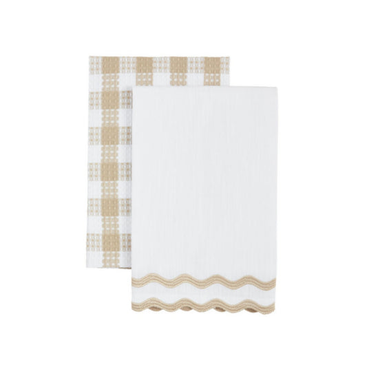 WHITE EMBROIDERD EDGE TOWEL SET