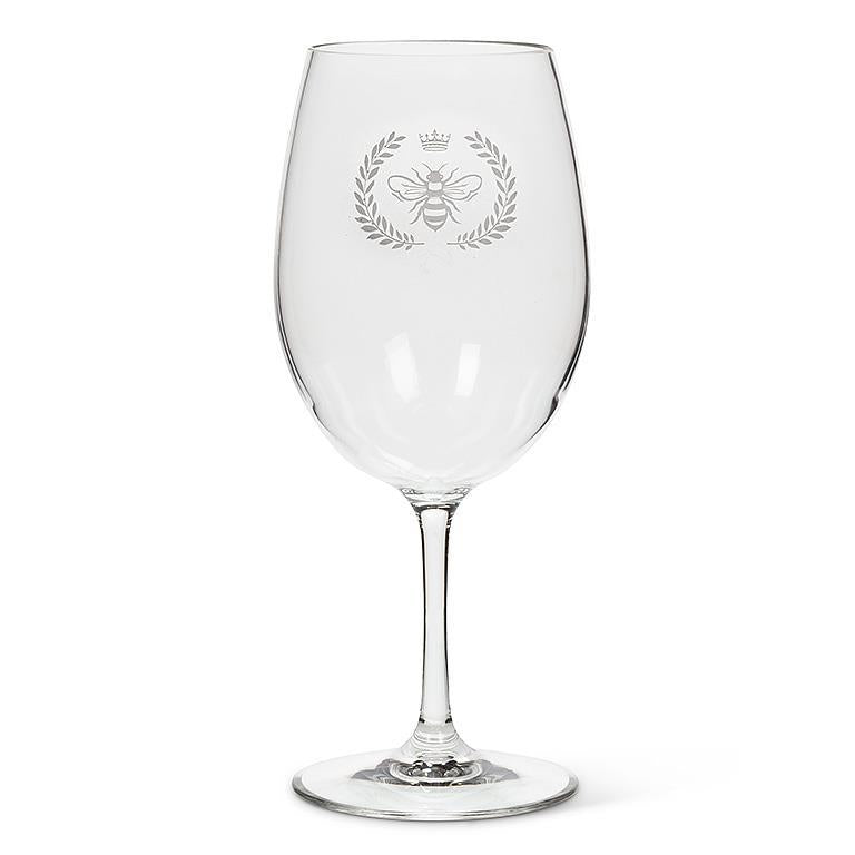 FROSTED BEE CREST WINE GLASS