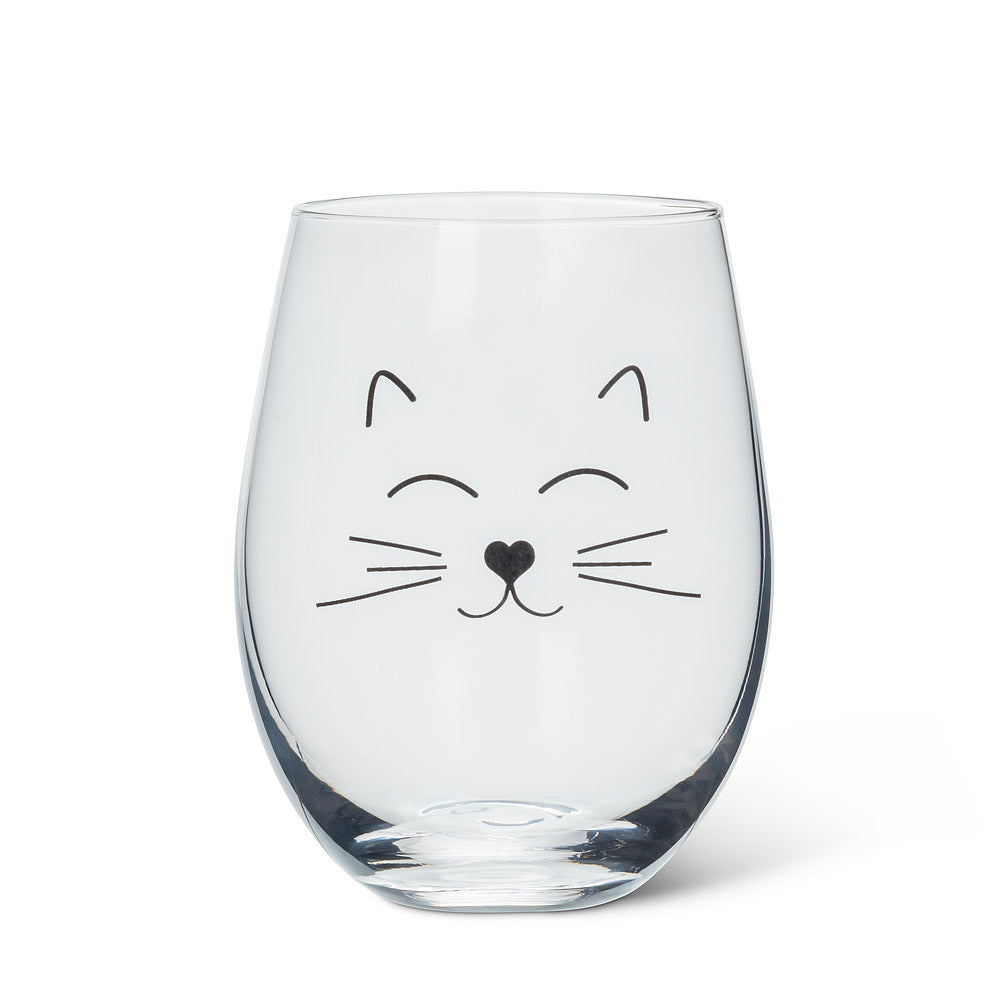 CAT FACE STEMLESS WINE GLASS